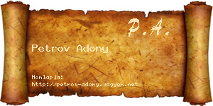Petrov Adony névjegykártya